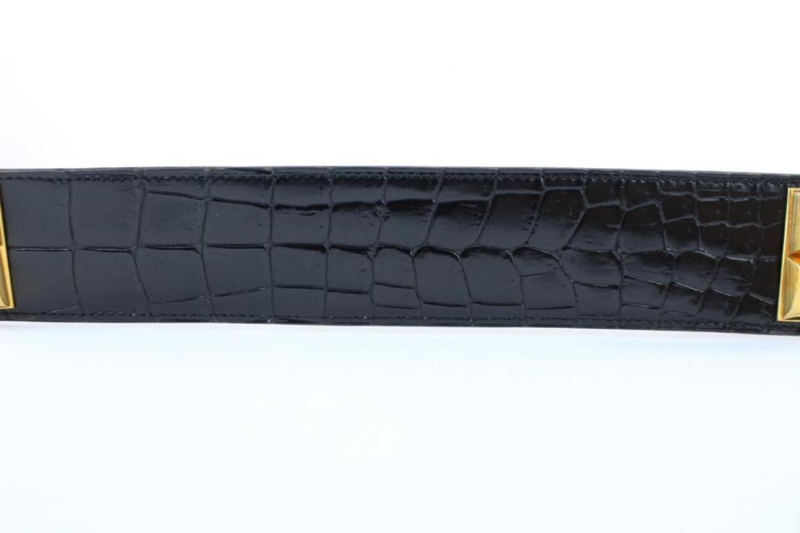 Hermès Black Medor 50mm Collier De Chien 222334 Belt In Fair Condition For Sale In Forest Hills, NY