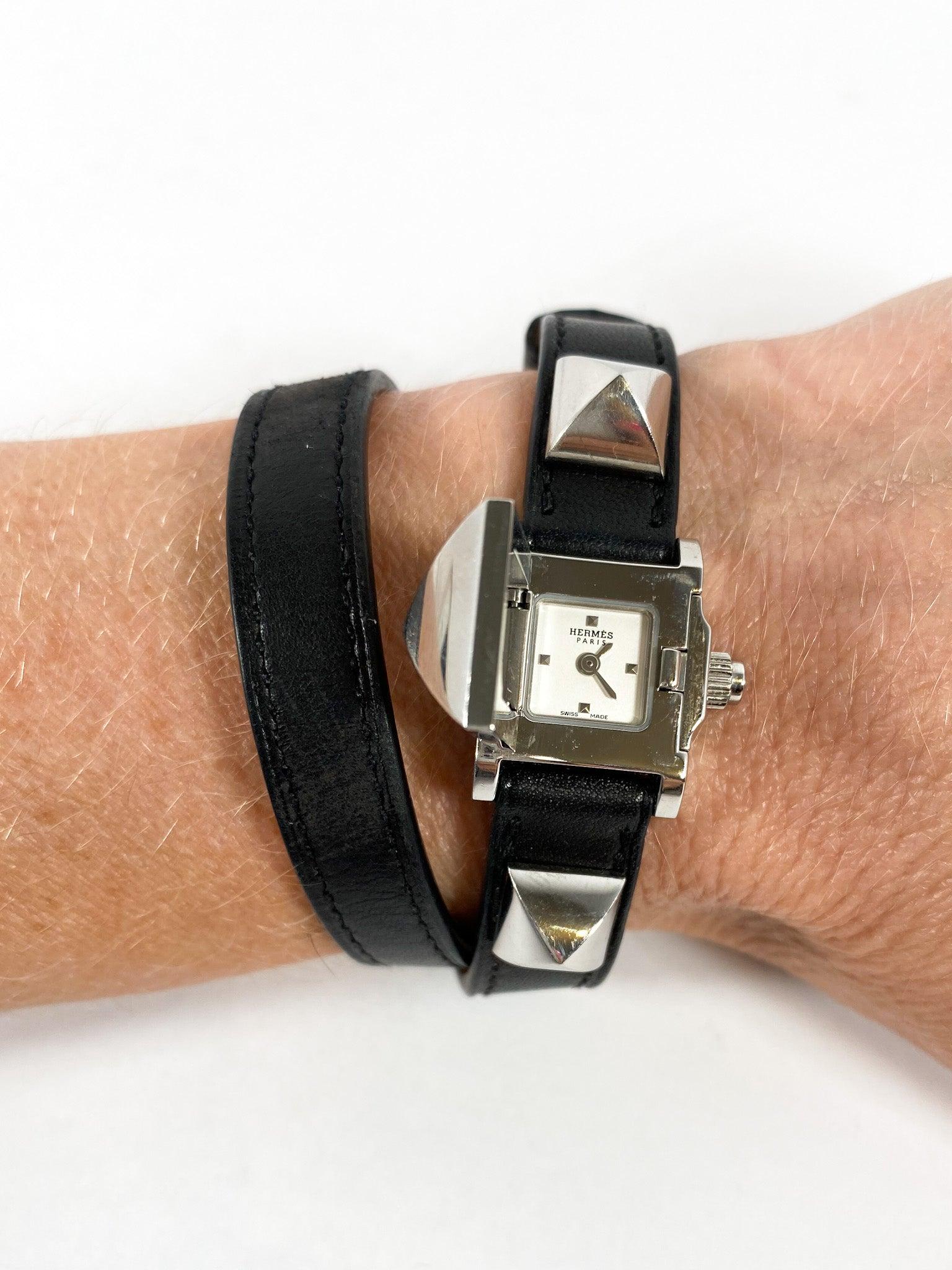 Hermès Black Medor Watch with Extra Band 1