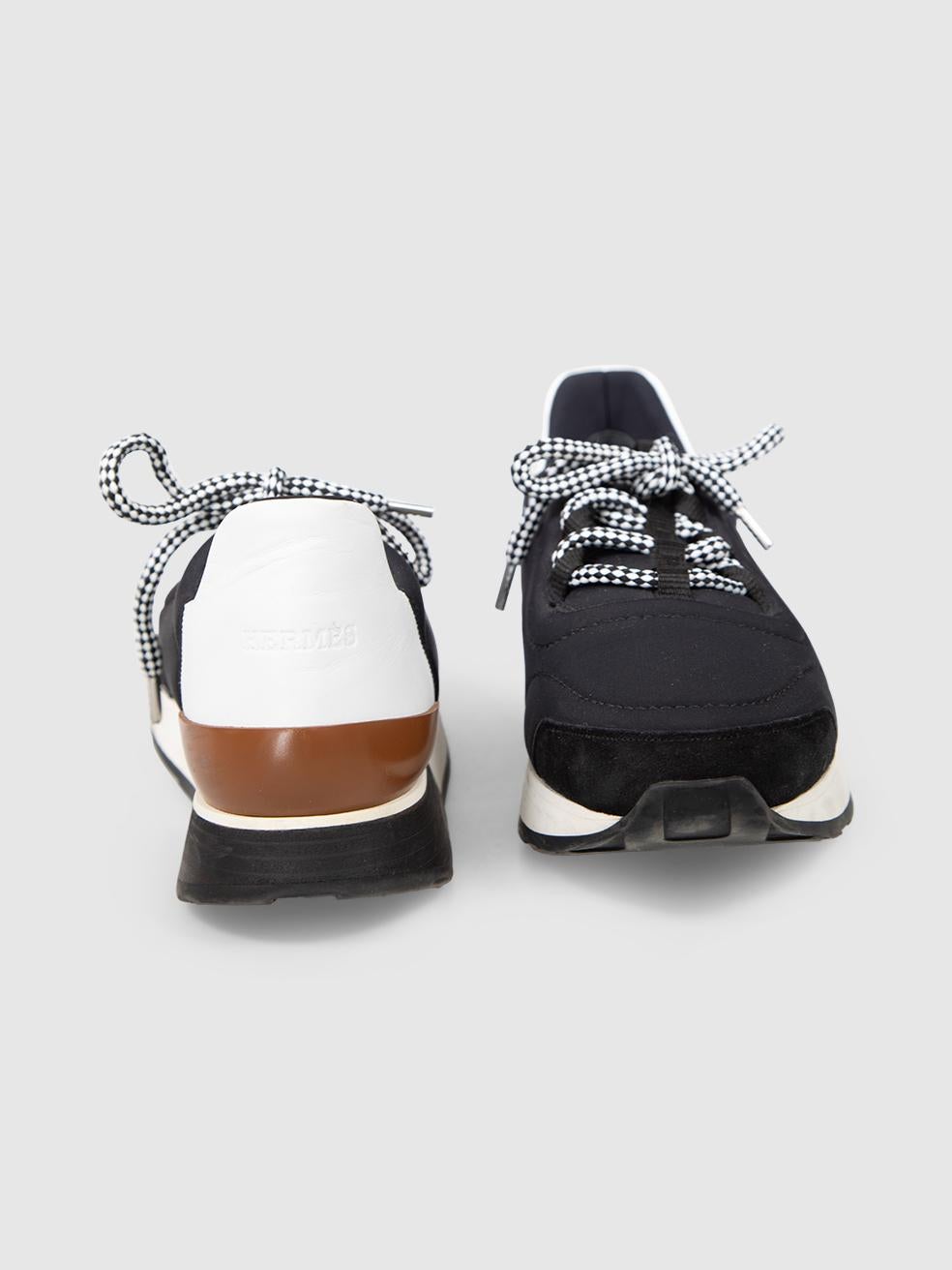 Noir Baskets Miles en cuir et maille noires Hermès Taille IT 39.5 en vente