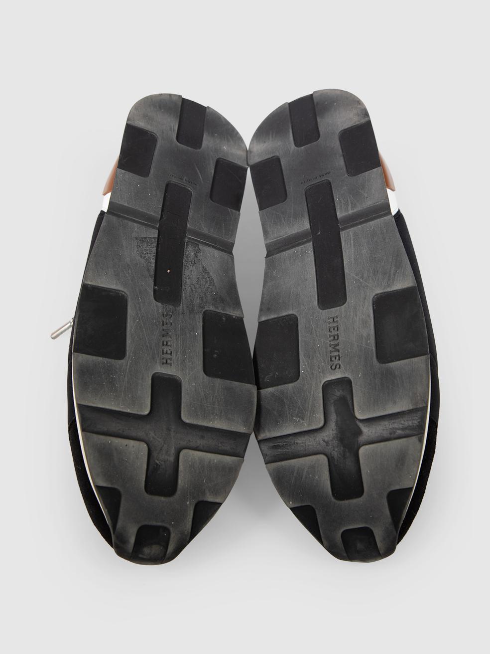 Baskets Miles en cuir et maille noires Hermès Taille IT 39.5 Excellent état - En vente à London, GB