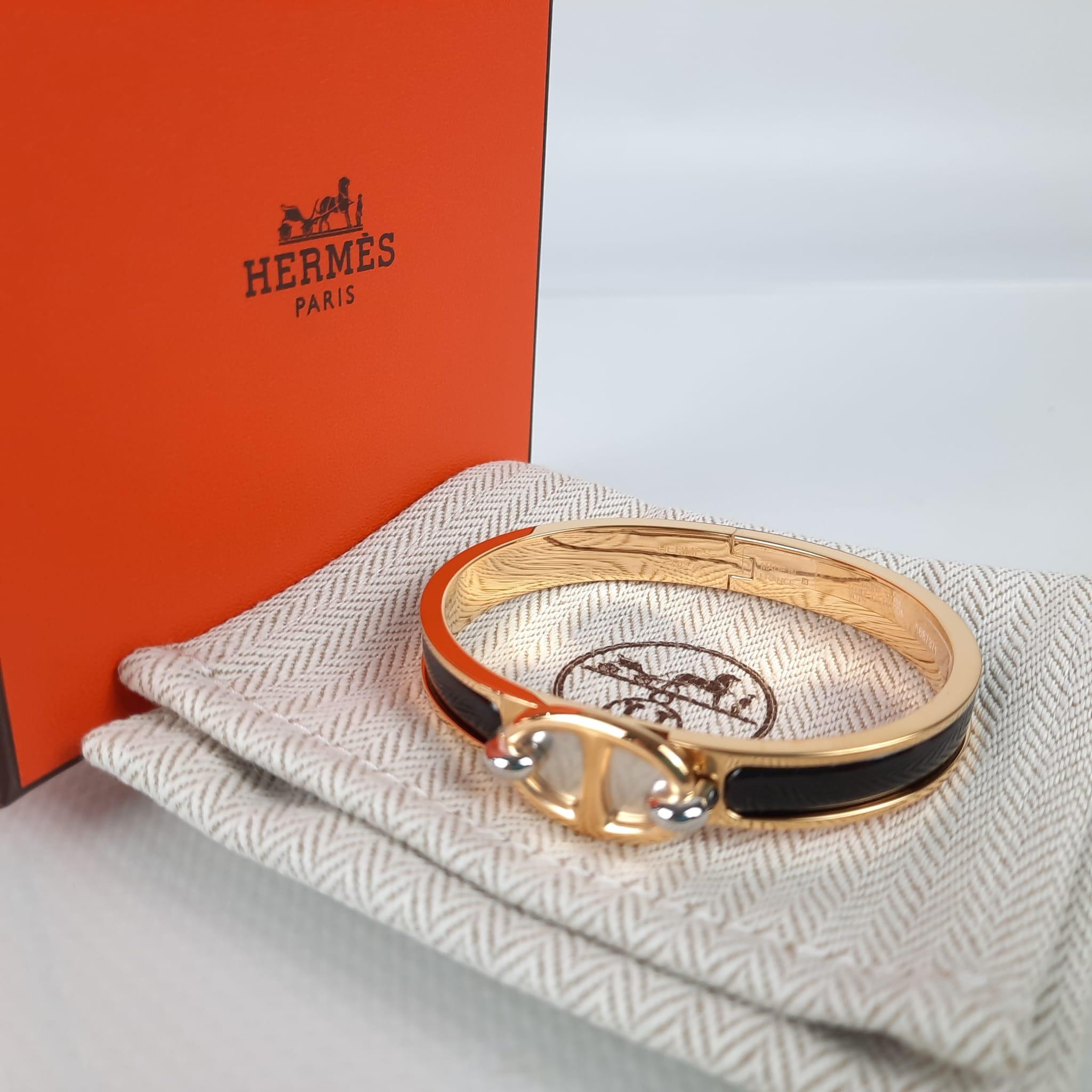 Bracelet Hermes Mini Clic Chaine d'Ancre Noir Taille PM Unisexe en vente