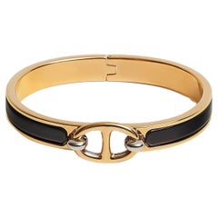 Hermes Black Mini Clic Chaine d'Ancre bracelet Size PM