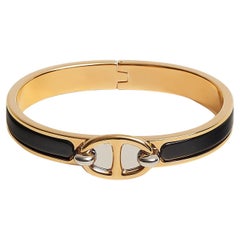 Used Hermes Black Mini Clic Chaine d'Ancre bracelet Size PM