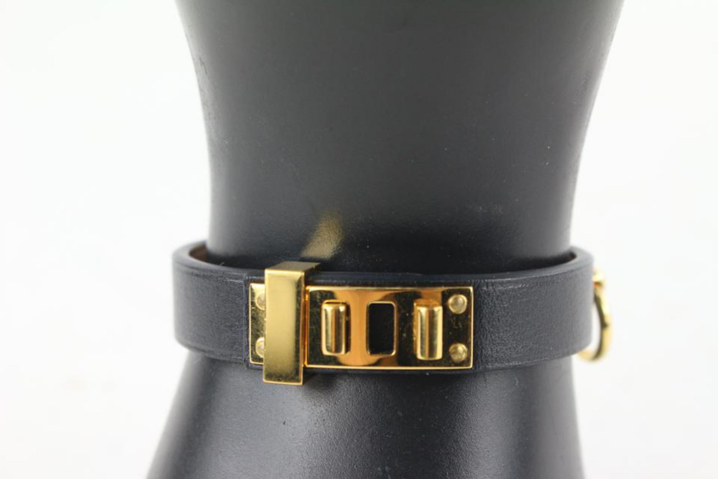 Hermès Noir Mini Chien Anneaux Bracelet Manchette Kelly Bangle 0H14 en vente 5
