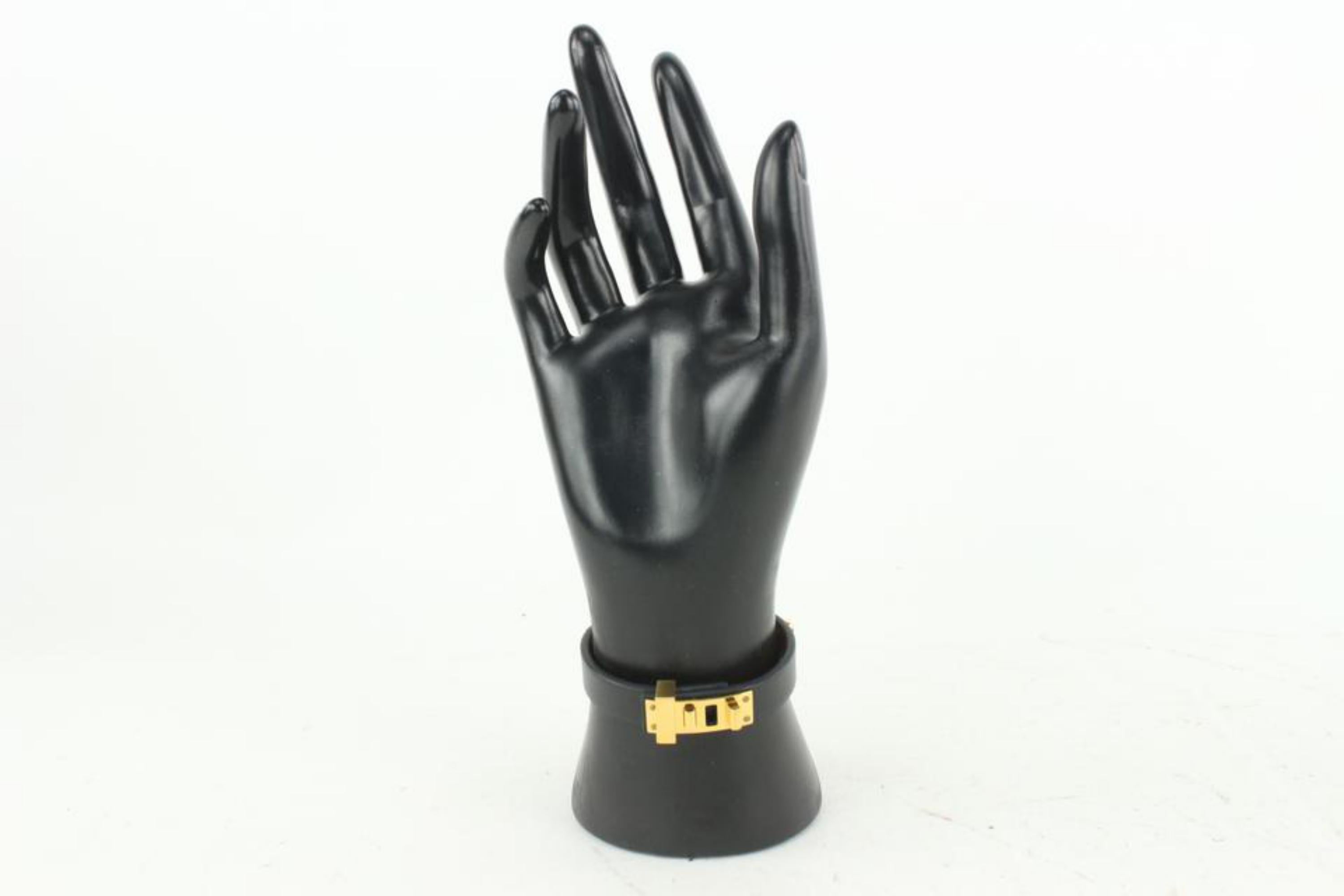 Hermès Noir Mini Chien Anneaux Bracelet Manchette Kelly Bangle 0H14 en vente 6