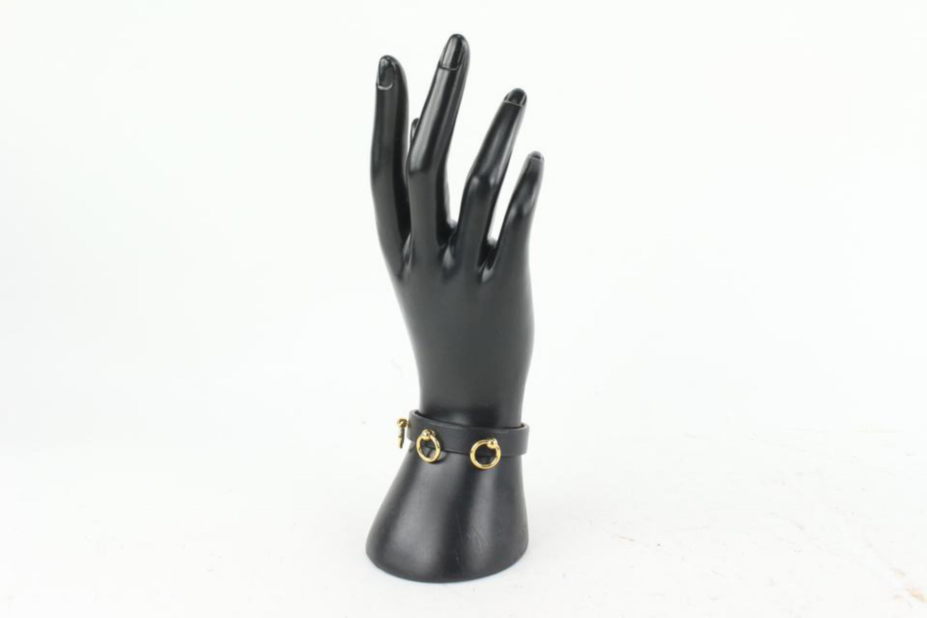 Hermès Noir Mini Chien Anneaux Bracelet Manchette Kelly Bangle 0H14 en vente 7