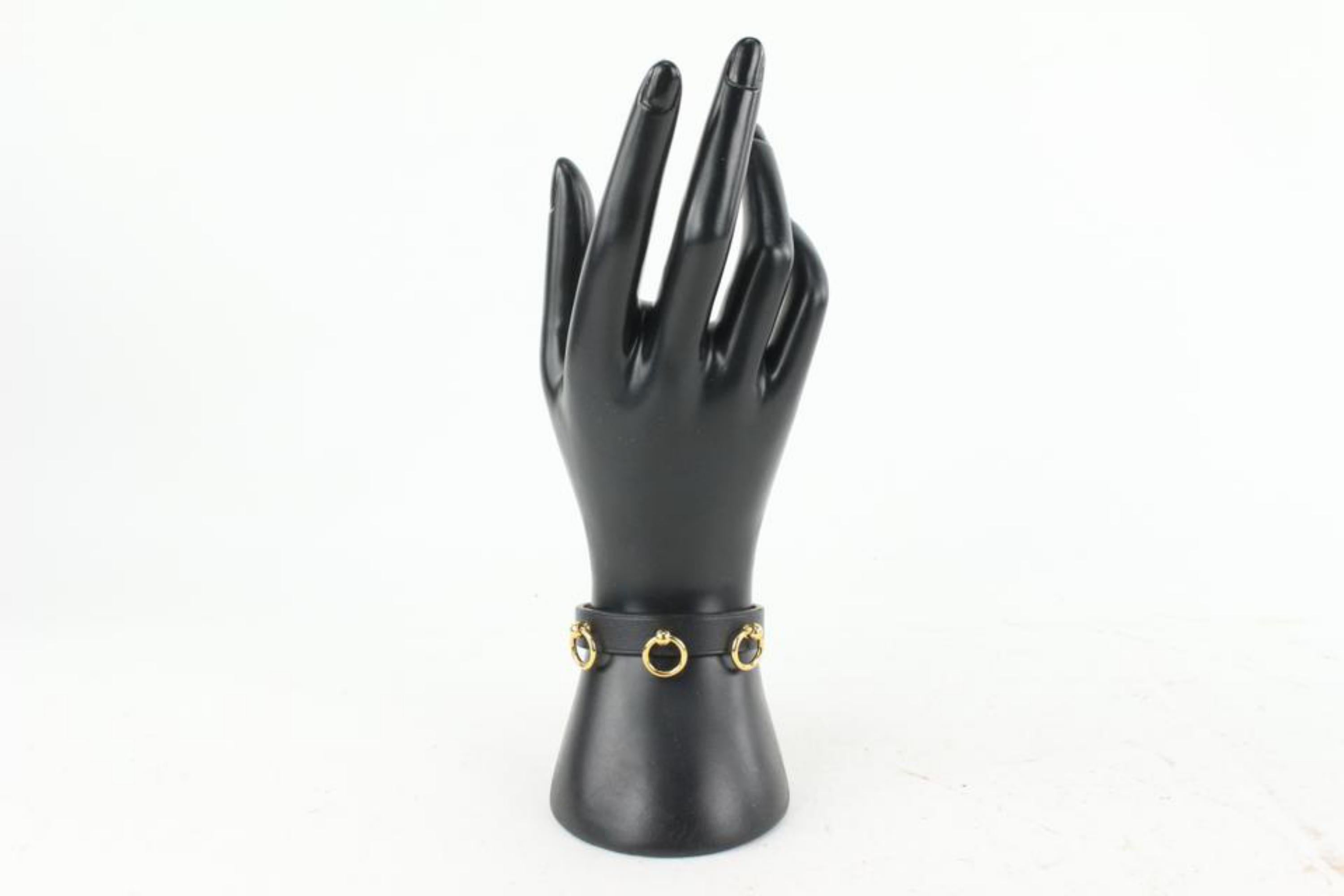 Hermès Noir Mini Chien Anneaux Bracelet Manchette Kelly Bangle 0H14 en vente 8