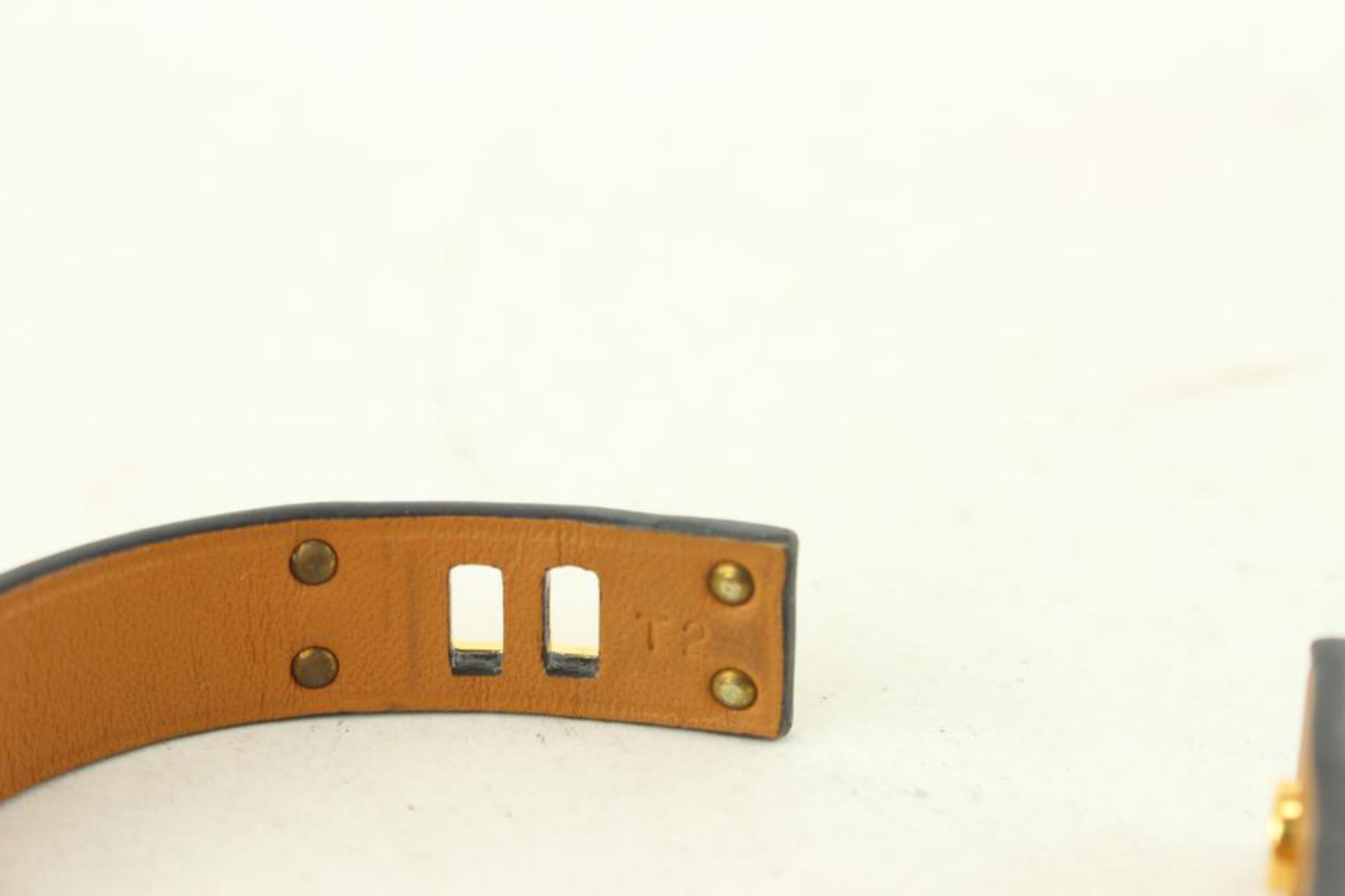 Brown Hermès Black Mini Dog Anneaux Bracelet Cuff Kelly Bangle 0H14 For Sale