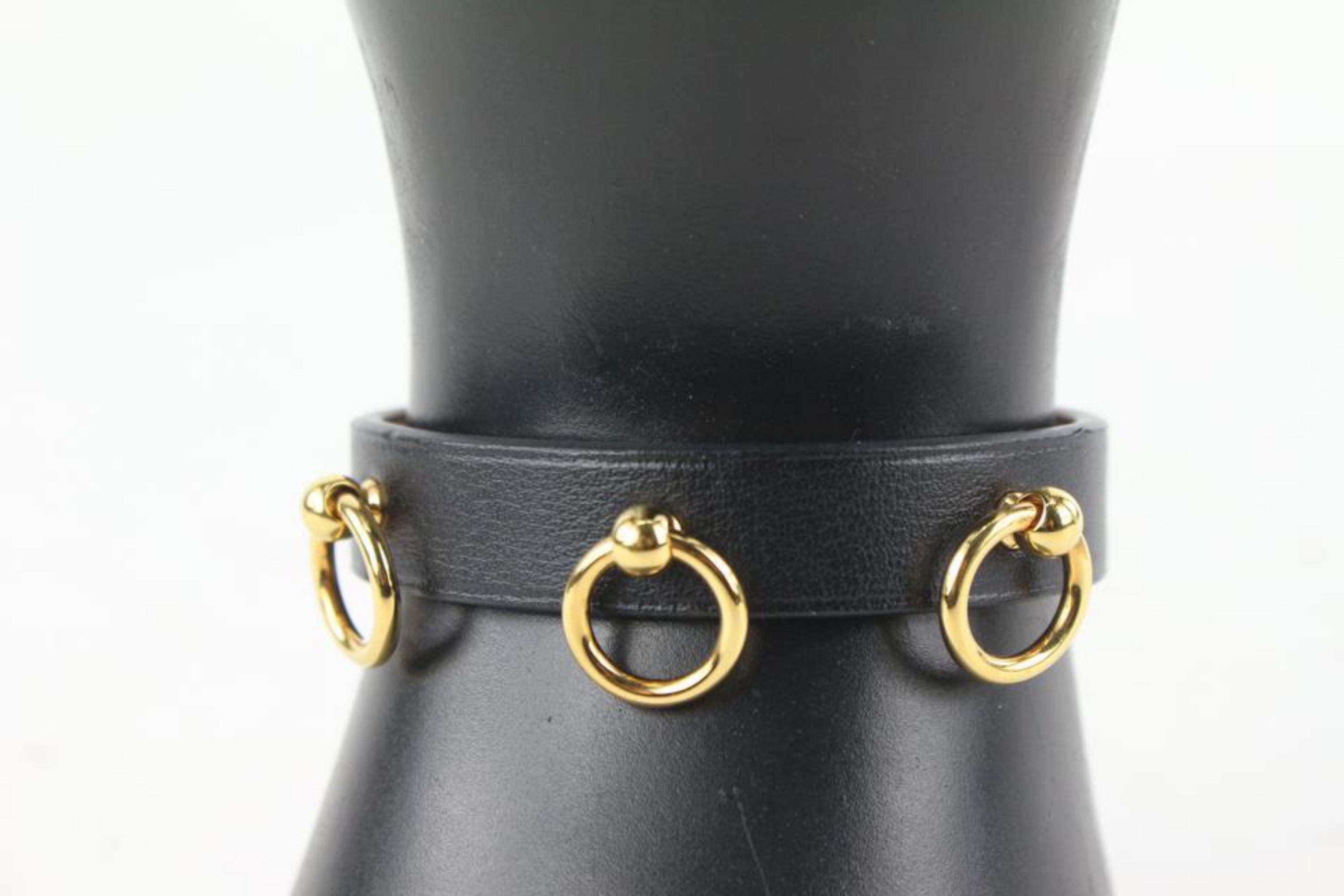 Hermès Noir Mini Chien Anneaux Bracelet Manchette Kelly Bangle 0H14 en vente 4