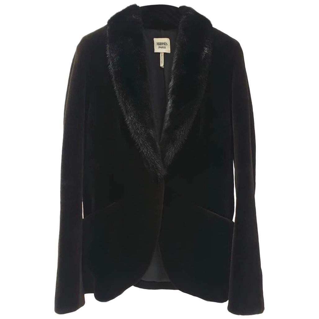 Hermes Black Mink Fur Coat Jacket
