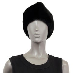 HERMES black MINK FUR Hat 56