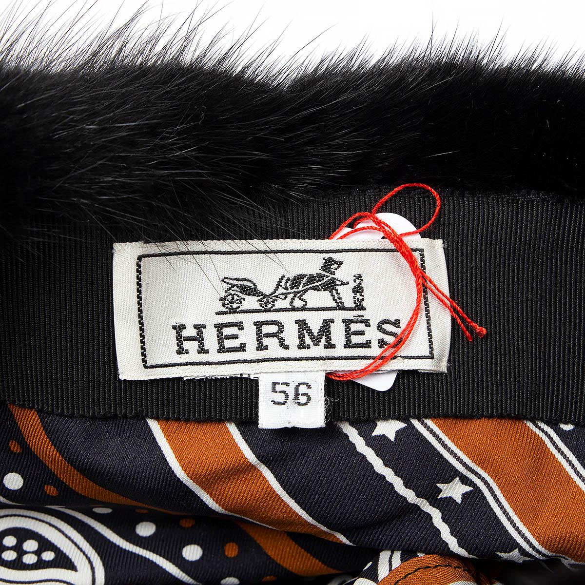 Women's HERMES black MINK FUR Hat 56