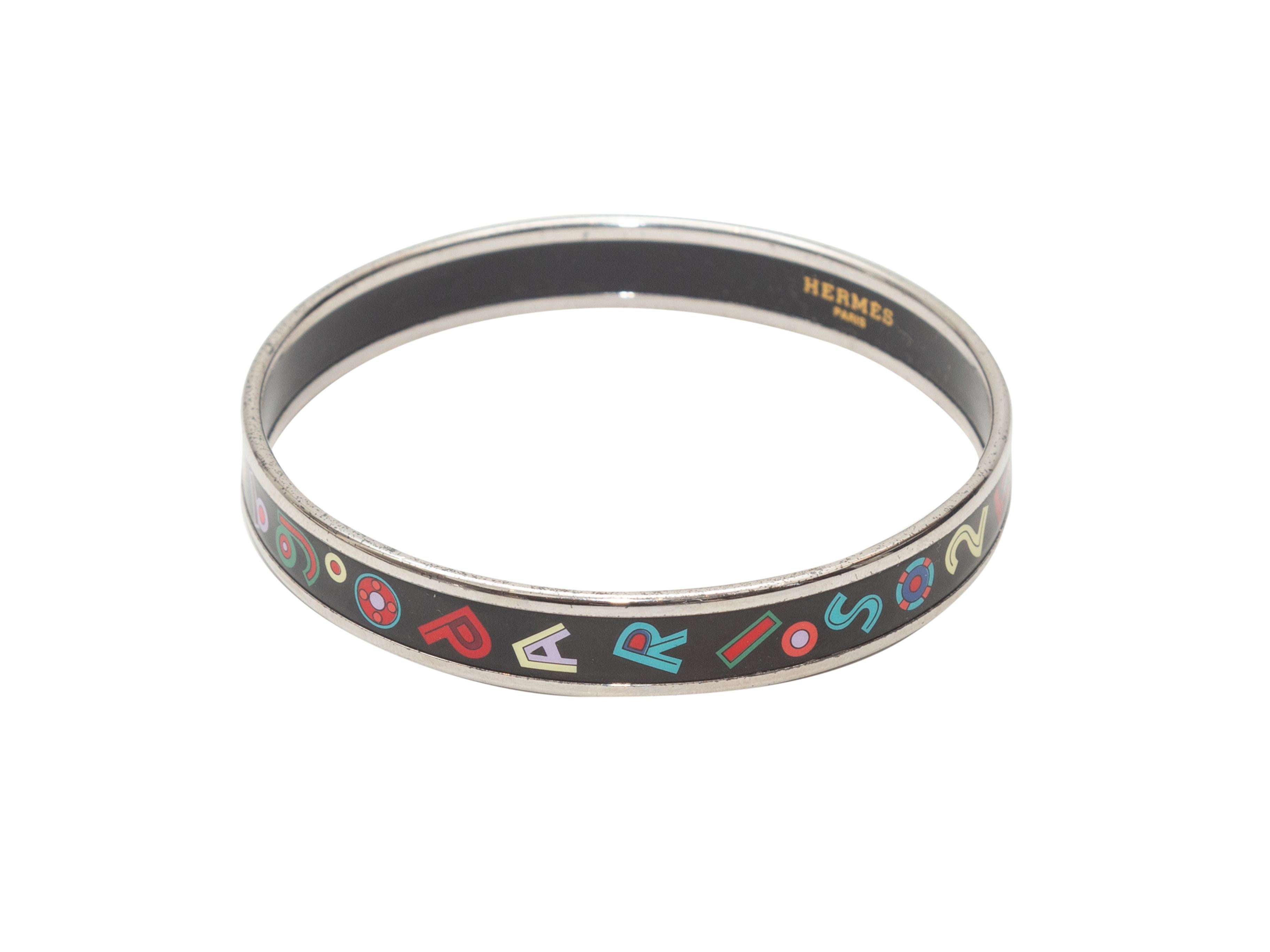 Product details: Black and multicolor enamel bangle bracelet by Hermes. Circa 2008. 2.75