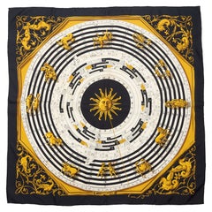 Hermes Black & Multicolor Dies Et Hore Silk Scarf