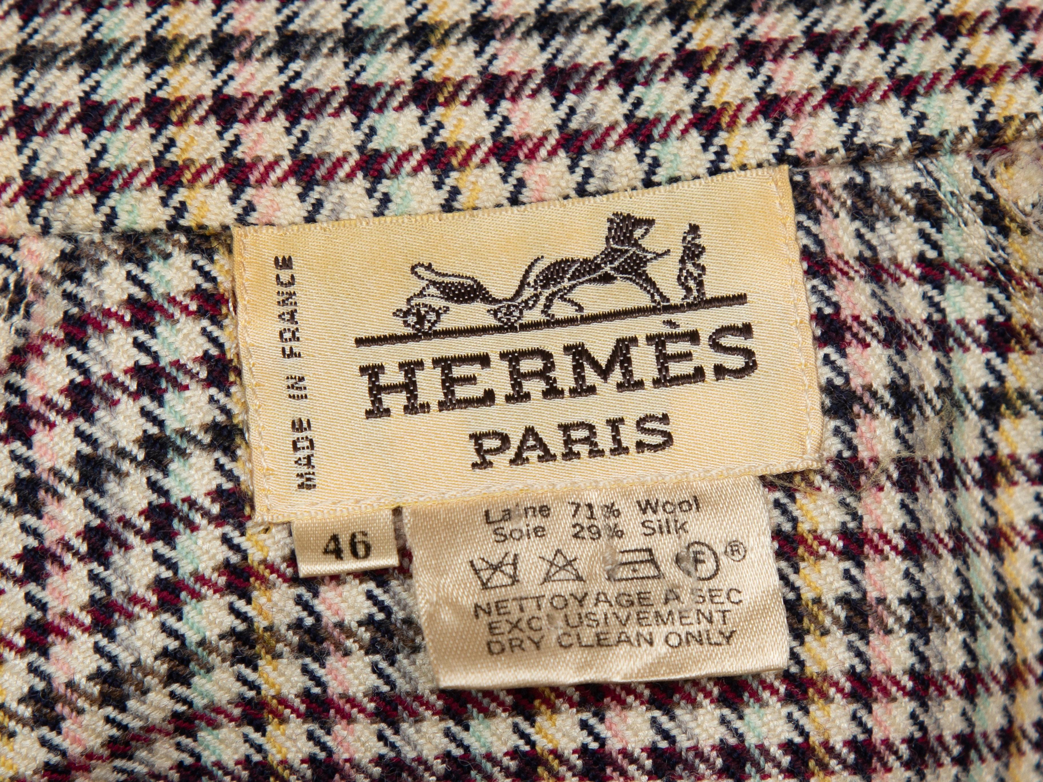 Hermes Black & Multicolor Glen Check & Houndstooth Skirt Suit In Good Condition In New York, NY