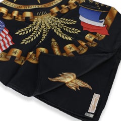 Foulard en soie Hermès noir multicolore « Statue de la Liberté » (centenaire), 90