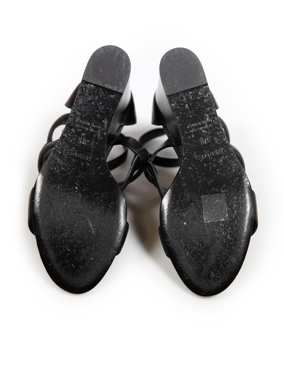 Women's Hermès Black Nappa Brisbane Wedge Sandals Size IT 37.5