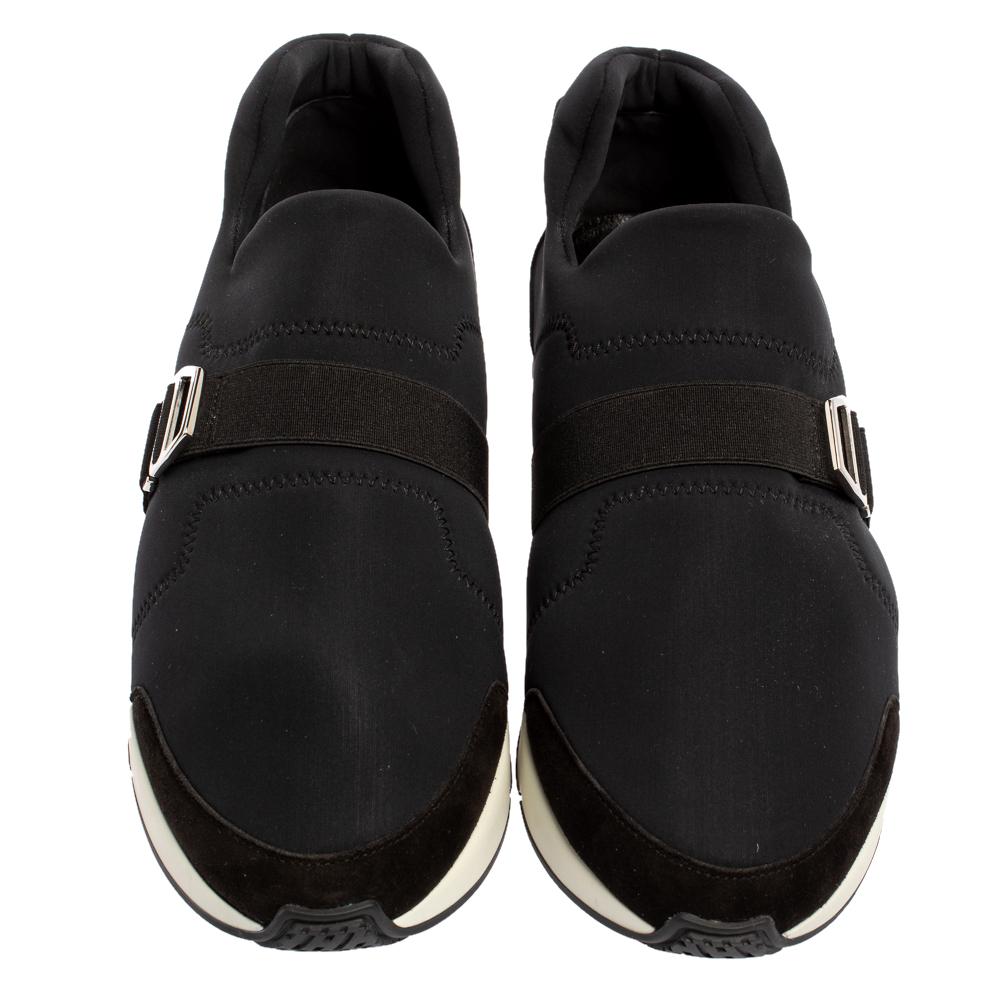 These black sneakers from Hermés are perfect for days when you wish for comfort and style! The Run sneakers are crafted from neoprene and leather and feature round toes, easy slip-on silhouette, and tough rubber soles. They are finished with