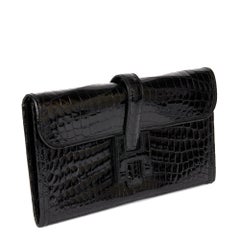 HERMÈS Black Niloticus Crocodile Leather Jige Elan 29
