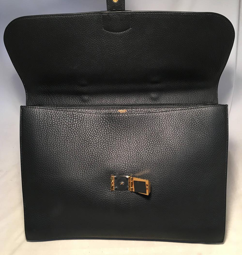 Hermes Black Noir Togo Sac A Depeches 41 Briefcase  For Sale 1