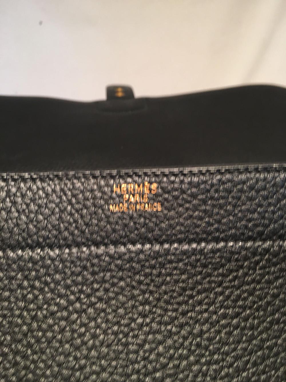 Hermes Black Noir Togo Sac A Depeches 41 Briefcase For Sale 3