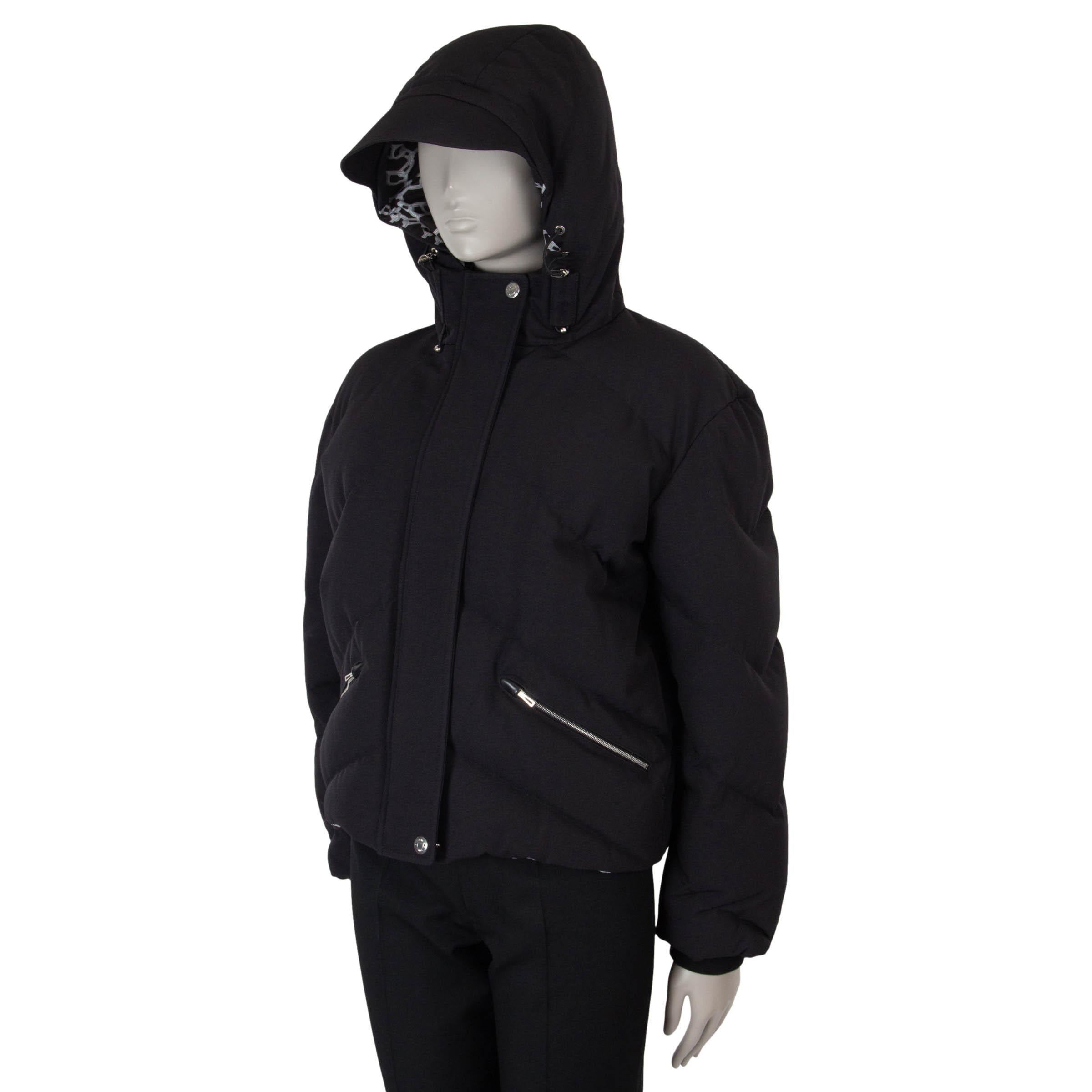 Black HERMES black nylon 2024 CHEVRON QUILTED CROPPED Puffer Jacket 38 S