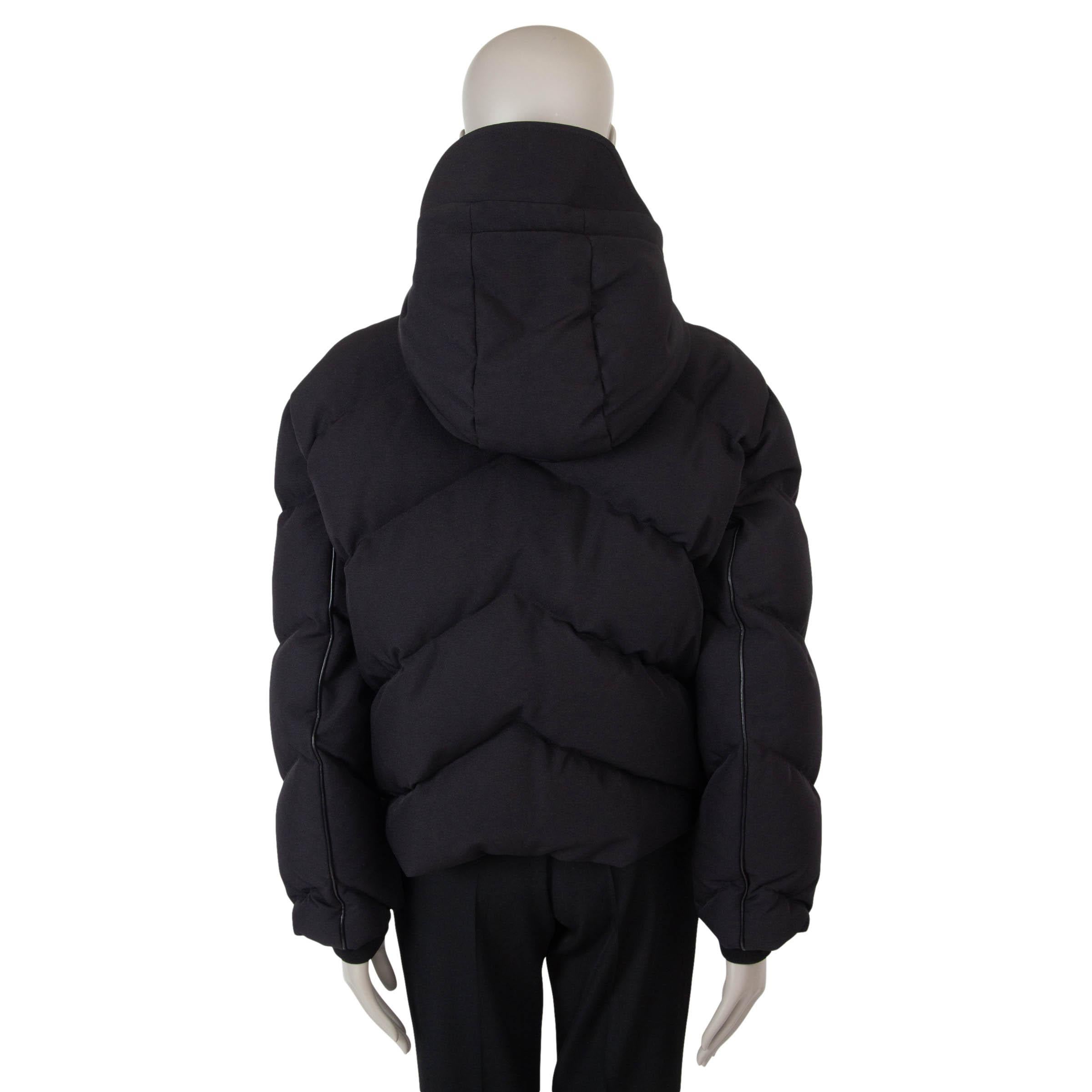 Women's HERMES black nylon 2024 CHEVRON QUILTED CROPPED Puffer Jacket 38 S