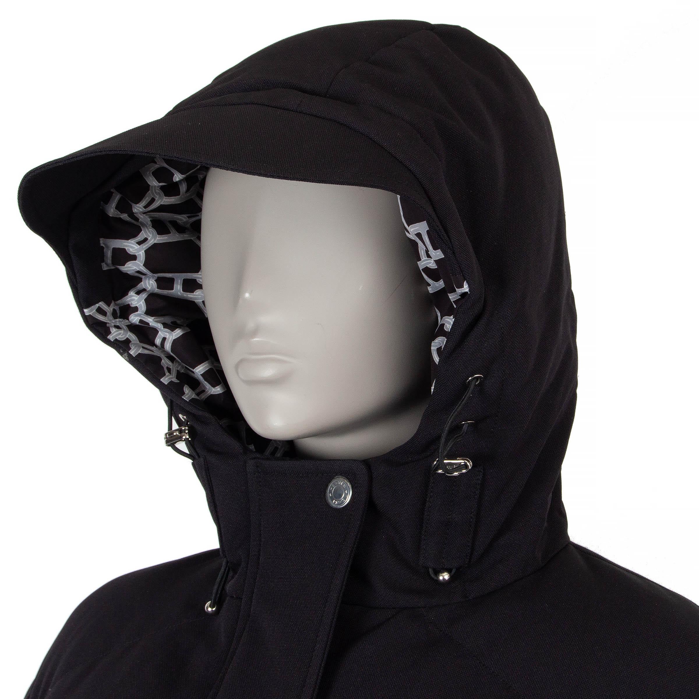 HERMES black nylon 2024 CHEVRON QUILTED CROPPED Puffer Jacket 38 S 2
