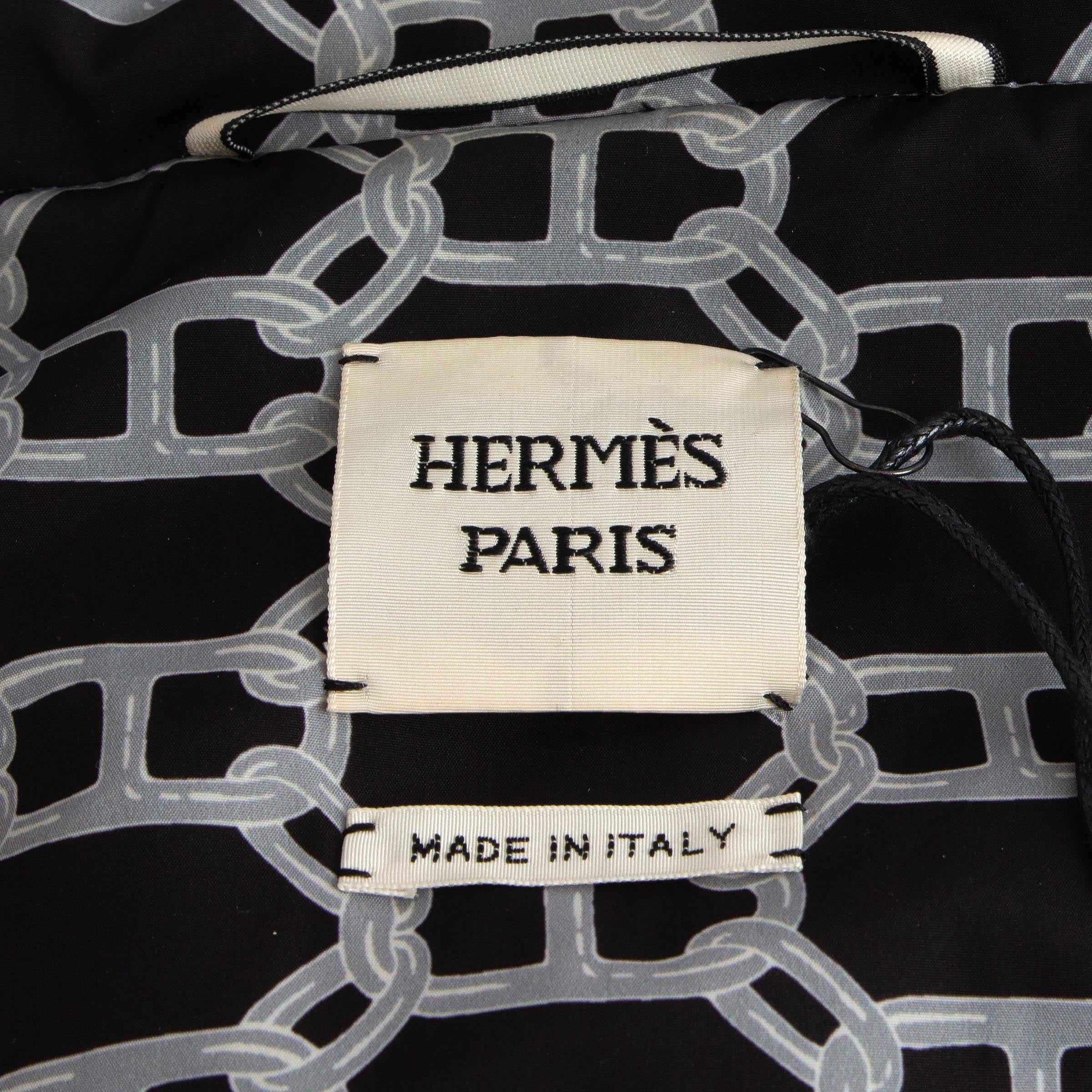 HERMES black nylon 2024 CHEVRON QUILTED CROPPED Puffer Jacket 38 S 5