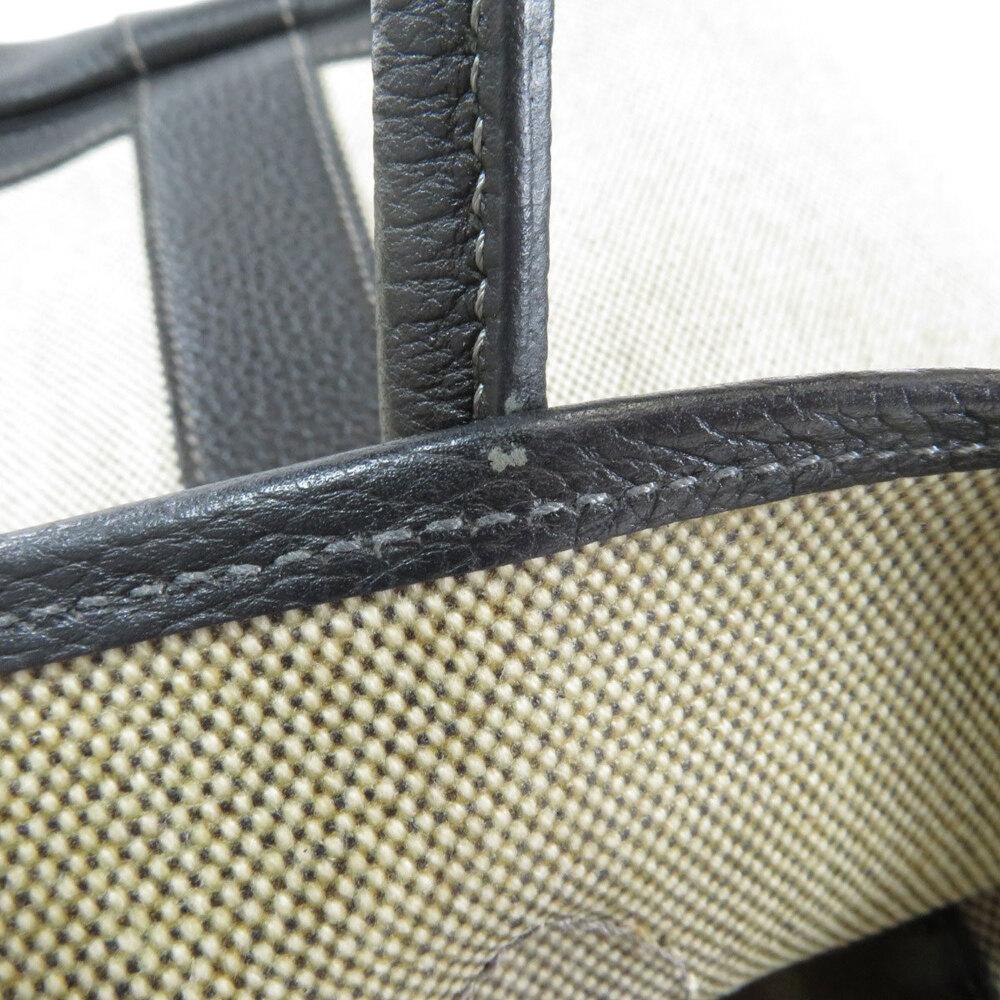 Women's Hermes Black/Off White Toile and Negonda Leather Garden Party Bag