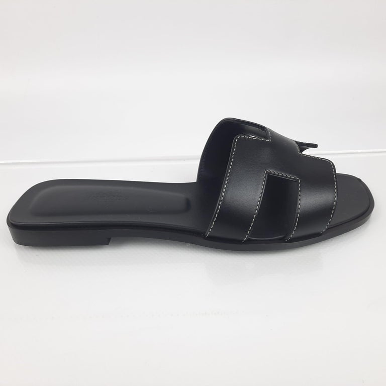 Hermes Black Oran sandal For Sale at 1stDibs