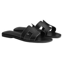 Hermes Black Oran sandals
