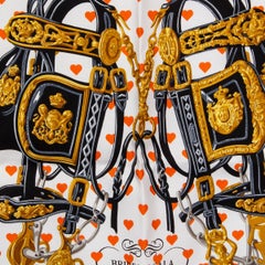 Hermes black & orange BRIDES DE GALA LOVE 45 silk twill Scarf