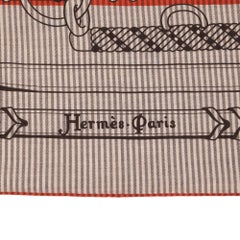 Hermès Black, Orange H & White Cashmere & Silk Chale Cachemire 140 Scarf