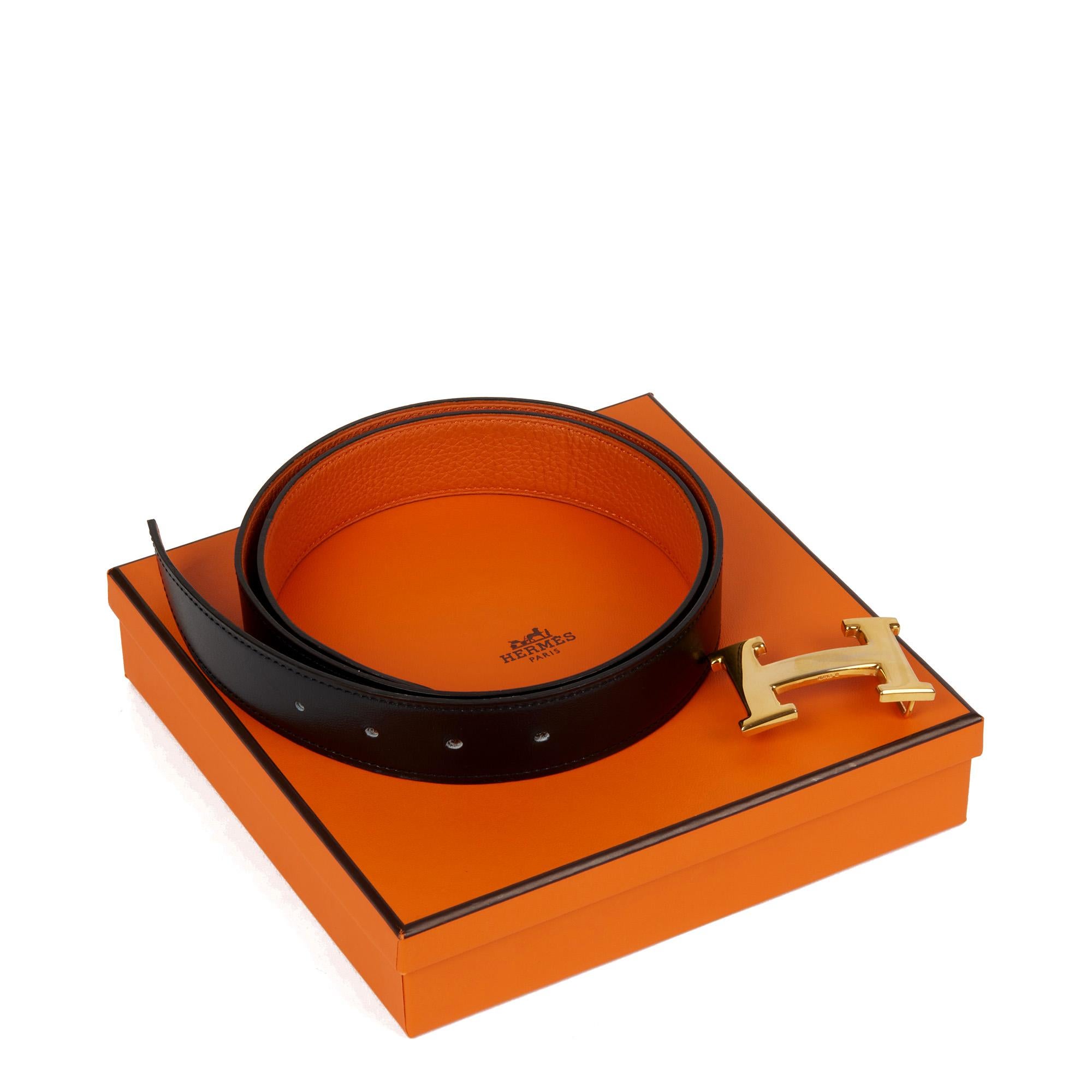 Hermès BLACK & ORANGE LEATHER CONSTANCE BELT BUCKLE & REVERSIBLE LEATHER STRAP 2
