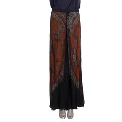 HERMES black & orange SHEER SILK CIRQUE MOLIER PALAZZO Pants 44 XL