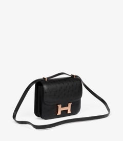 Hermès Black Ostrich Leather Constance 18 Mirror