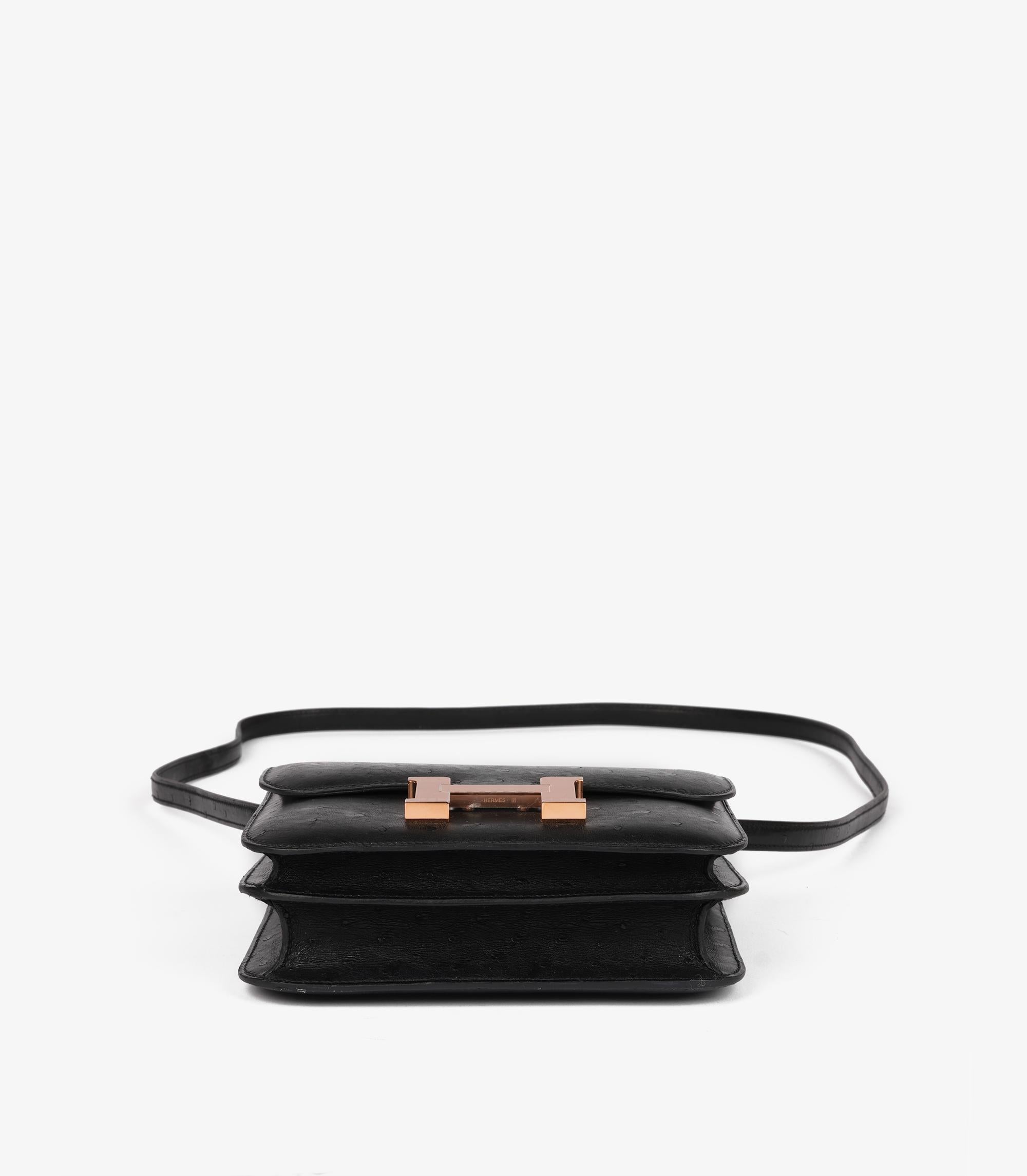 Hermès Black Ostrich Leather Constance 18 Mirror For Sale 2
