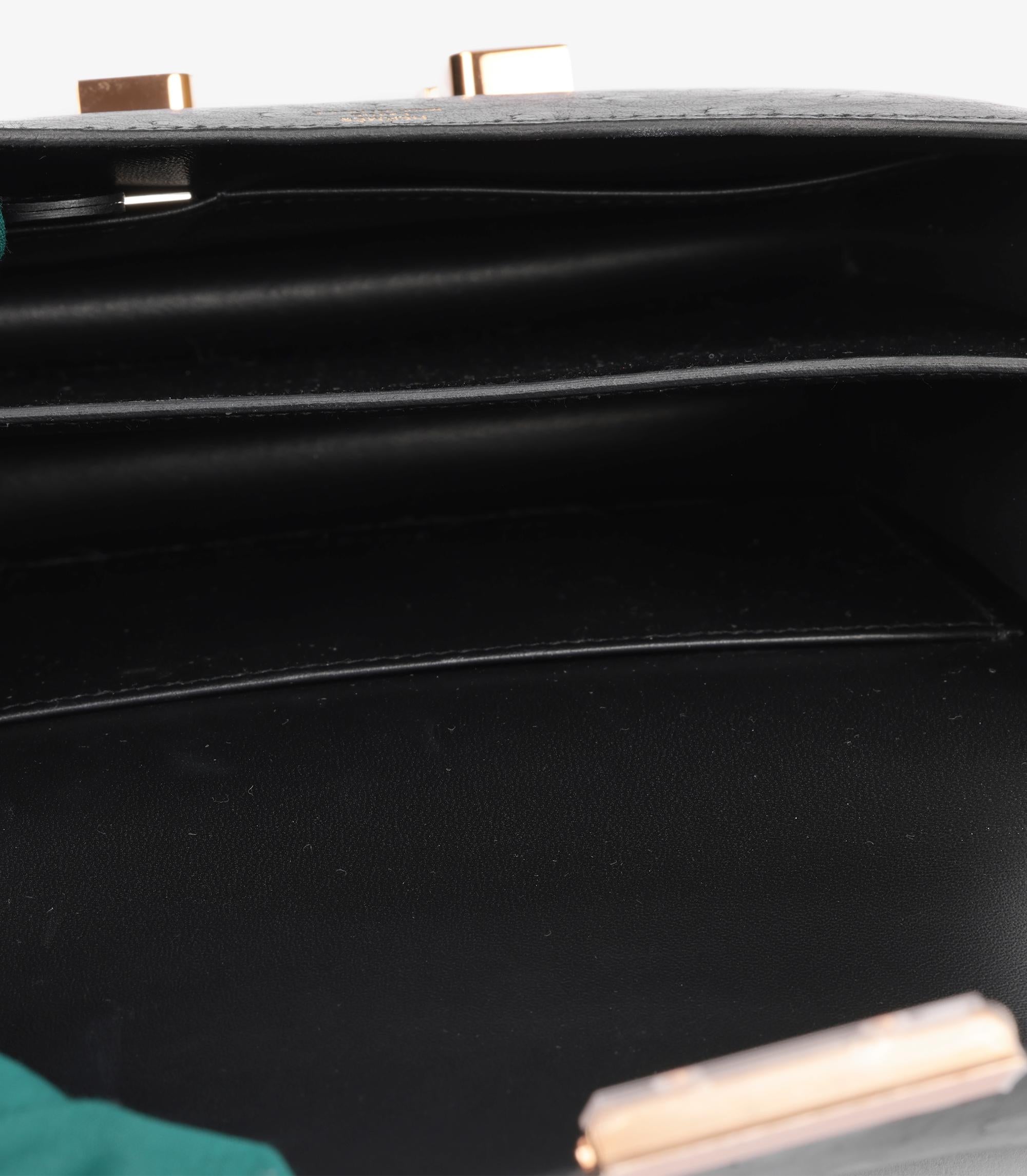 Hermès Black Ostrich Leather Constance 18 Mirror For Sale 4