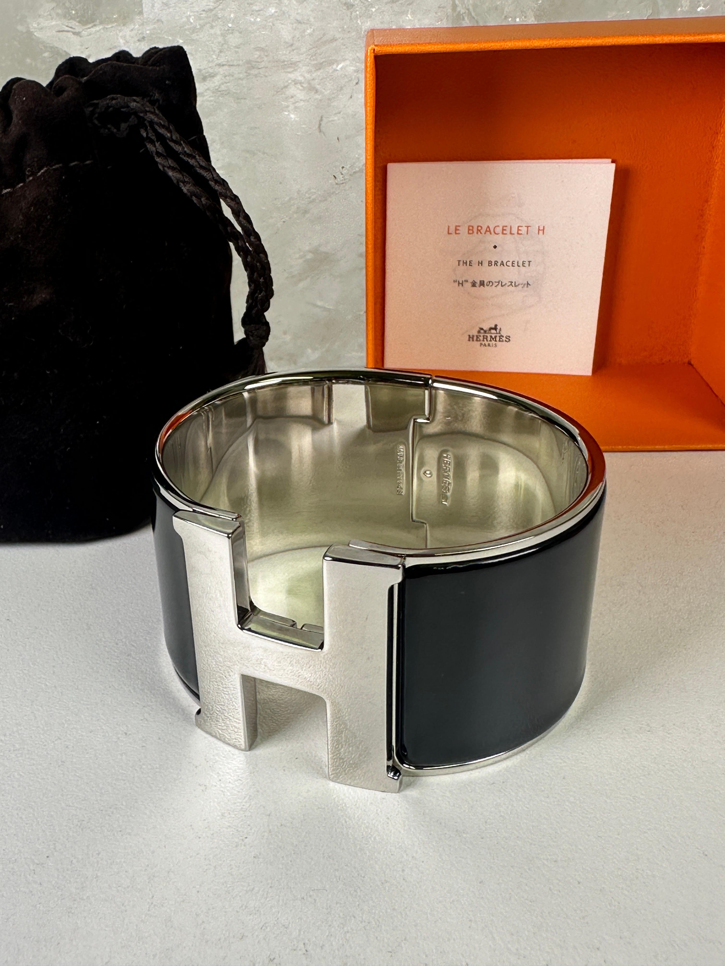 Bracelet Clic Clac Hermes noir / palladium en vente 4