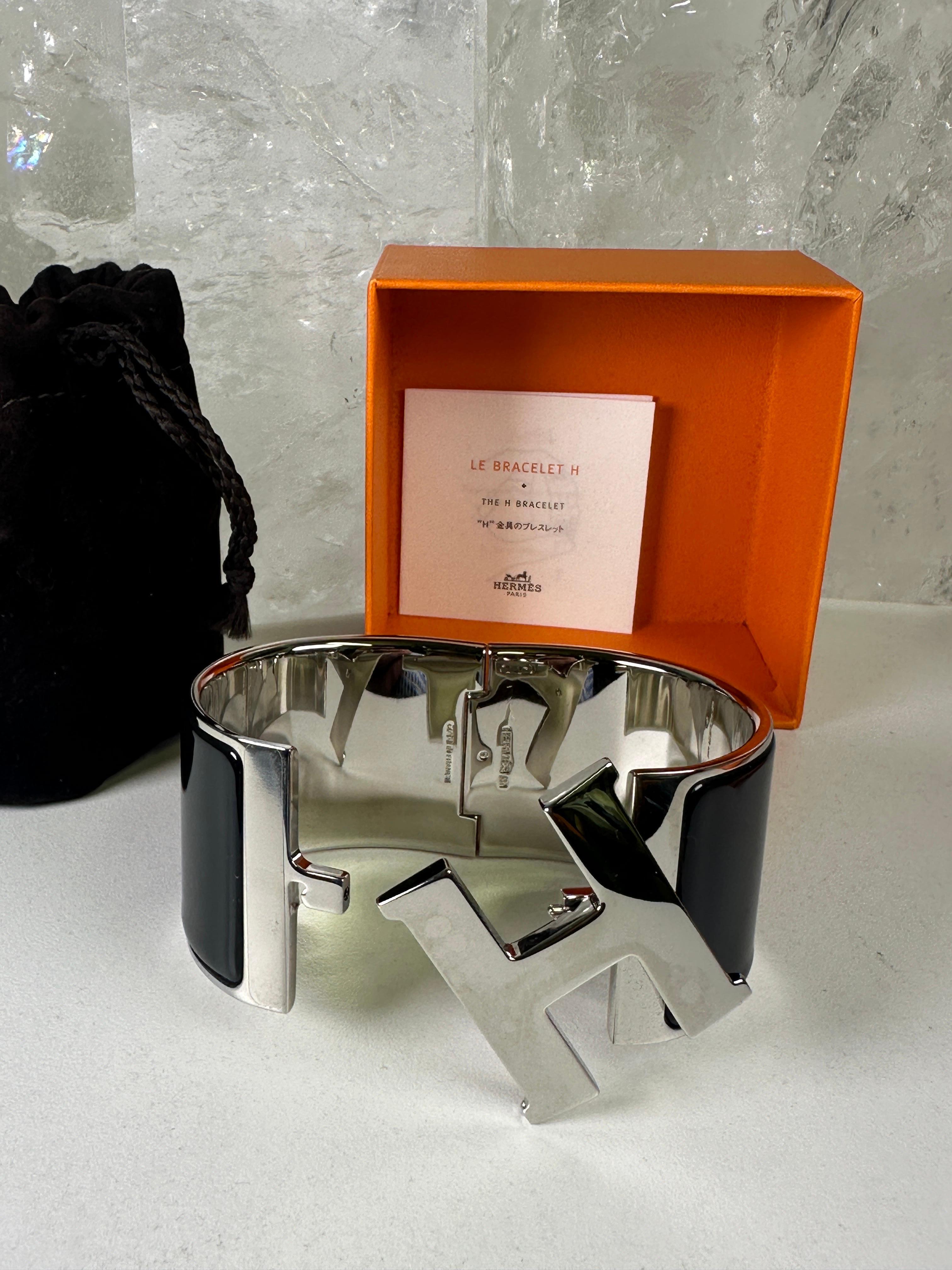 Bracelet Clic Clac Hermes noir / palladium en vente 5