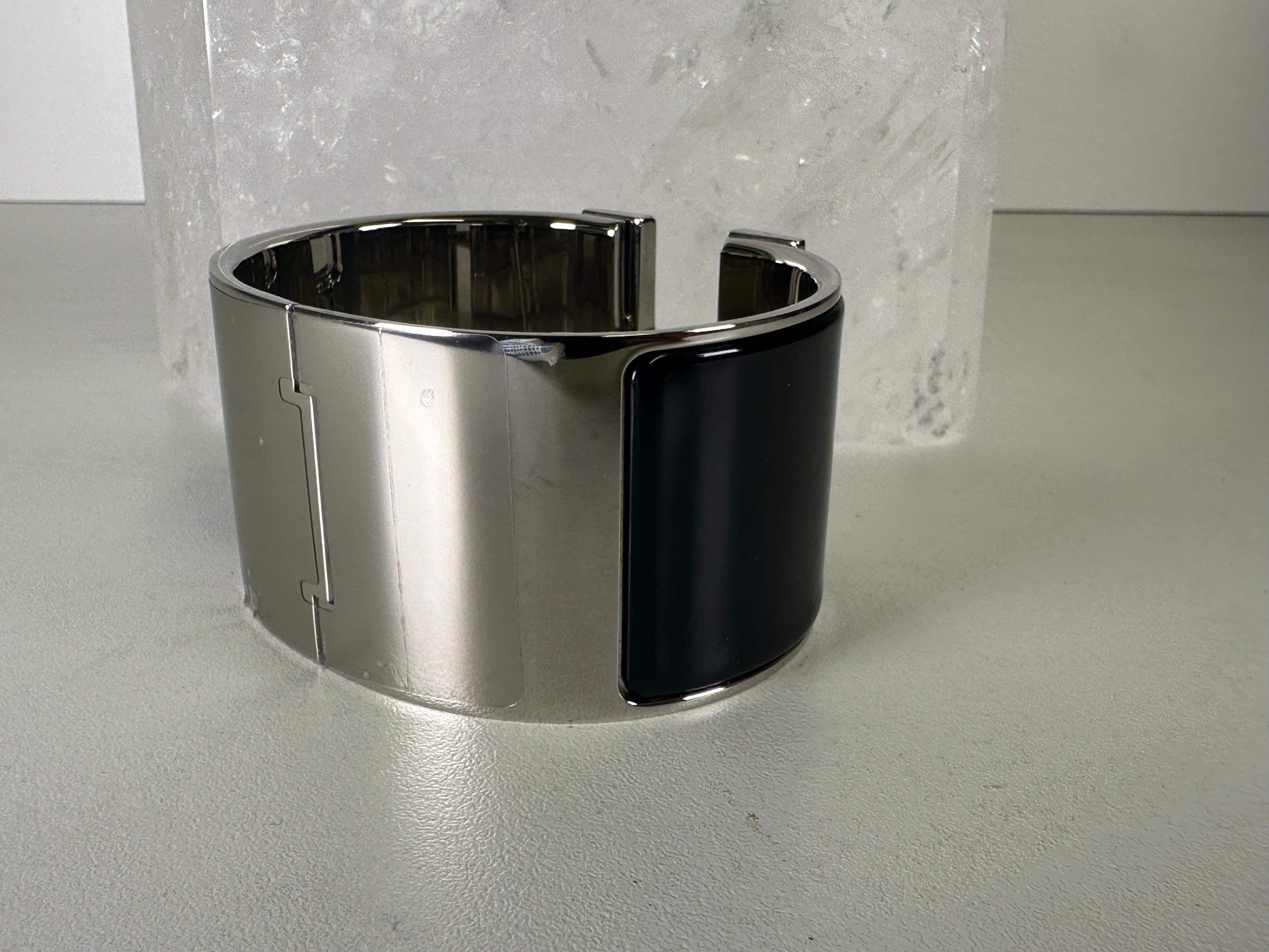 Français Bracelet Clic Clac Hermes noir / palladium en vente