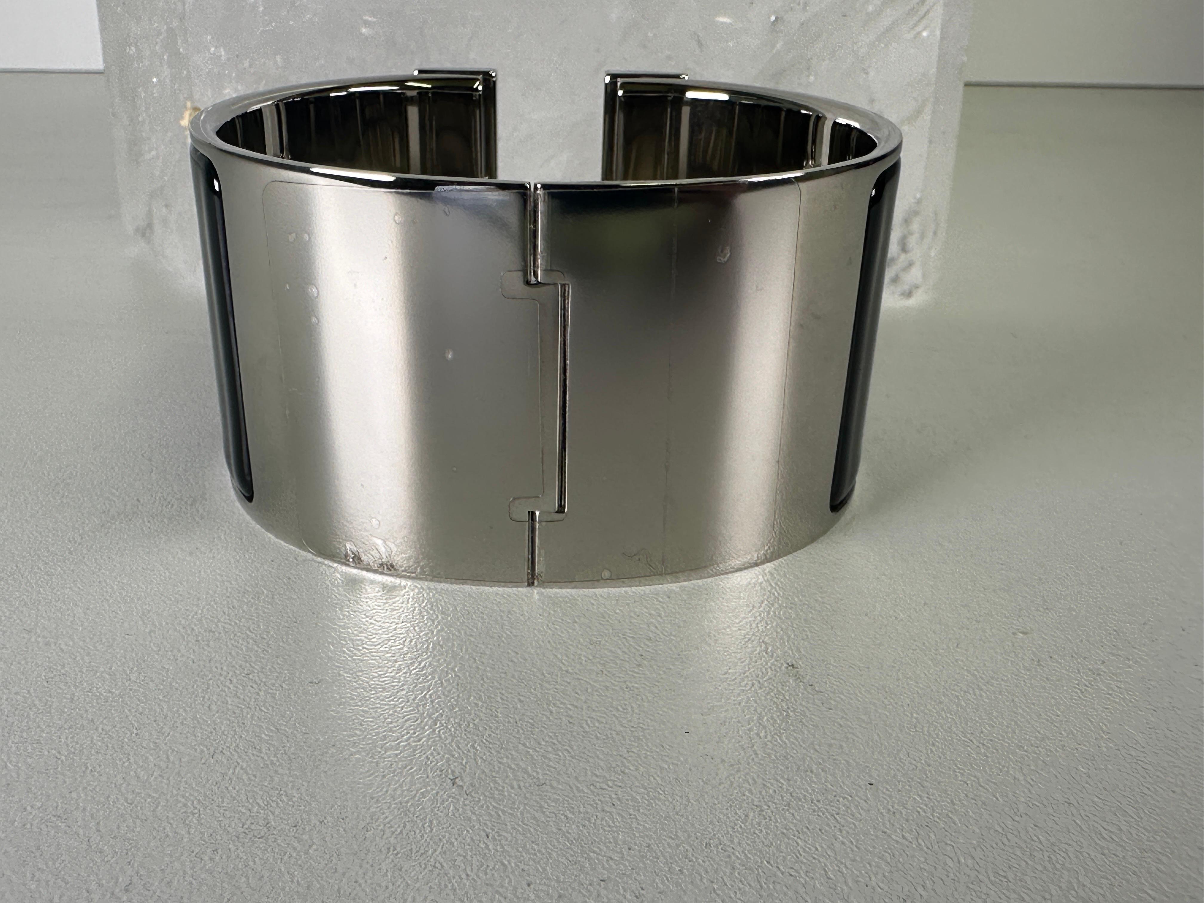 Bracelet Clic Clac Hermes noir / palladium Bon état - En vente à North Hollywood, CA