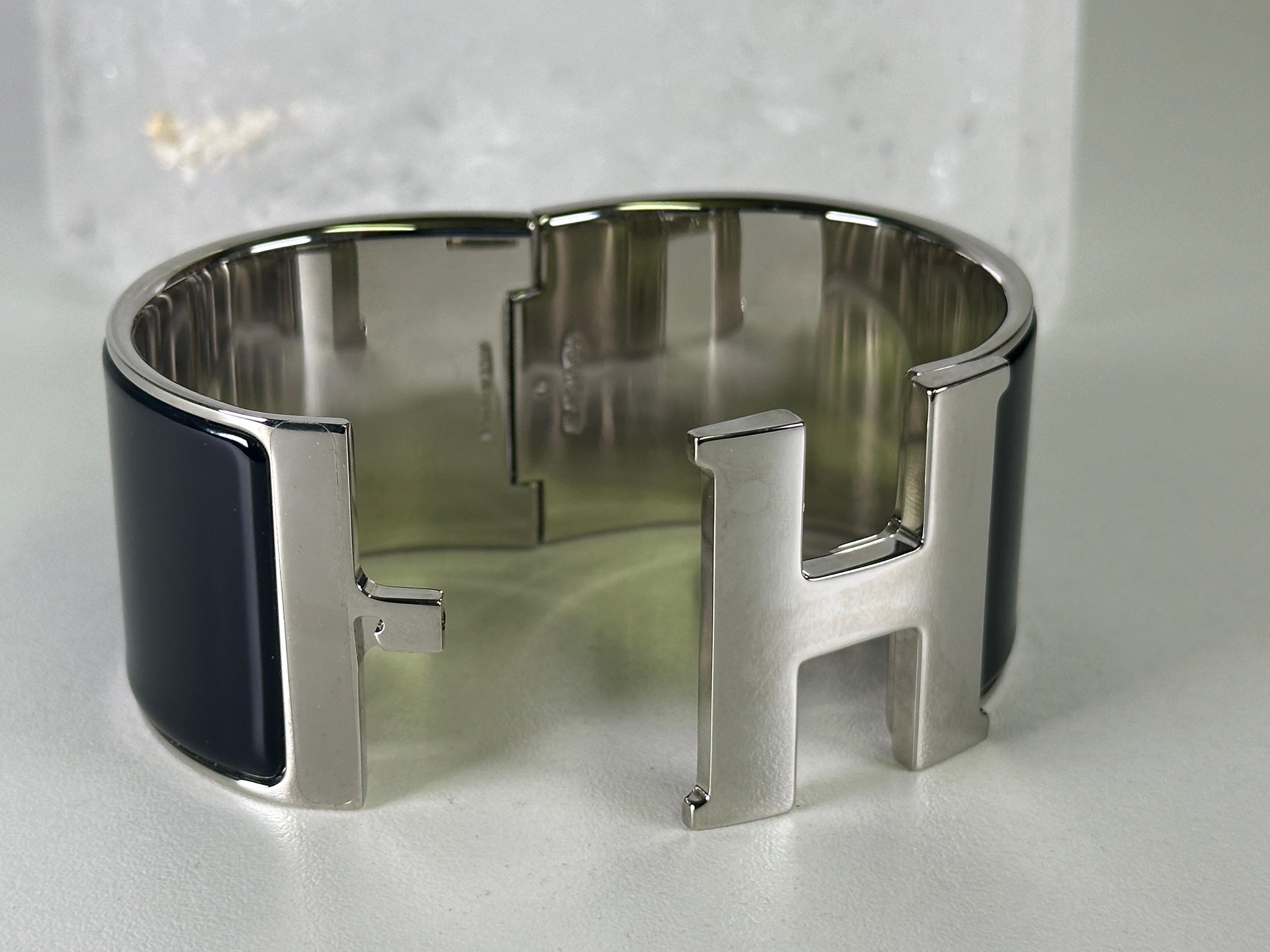 20ième siècle Bracelet Clic Clac Hermes noir / palladium en vente
