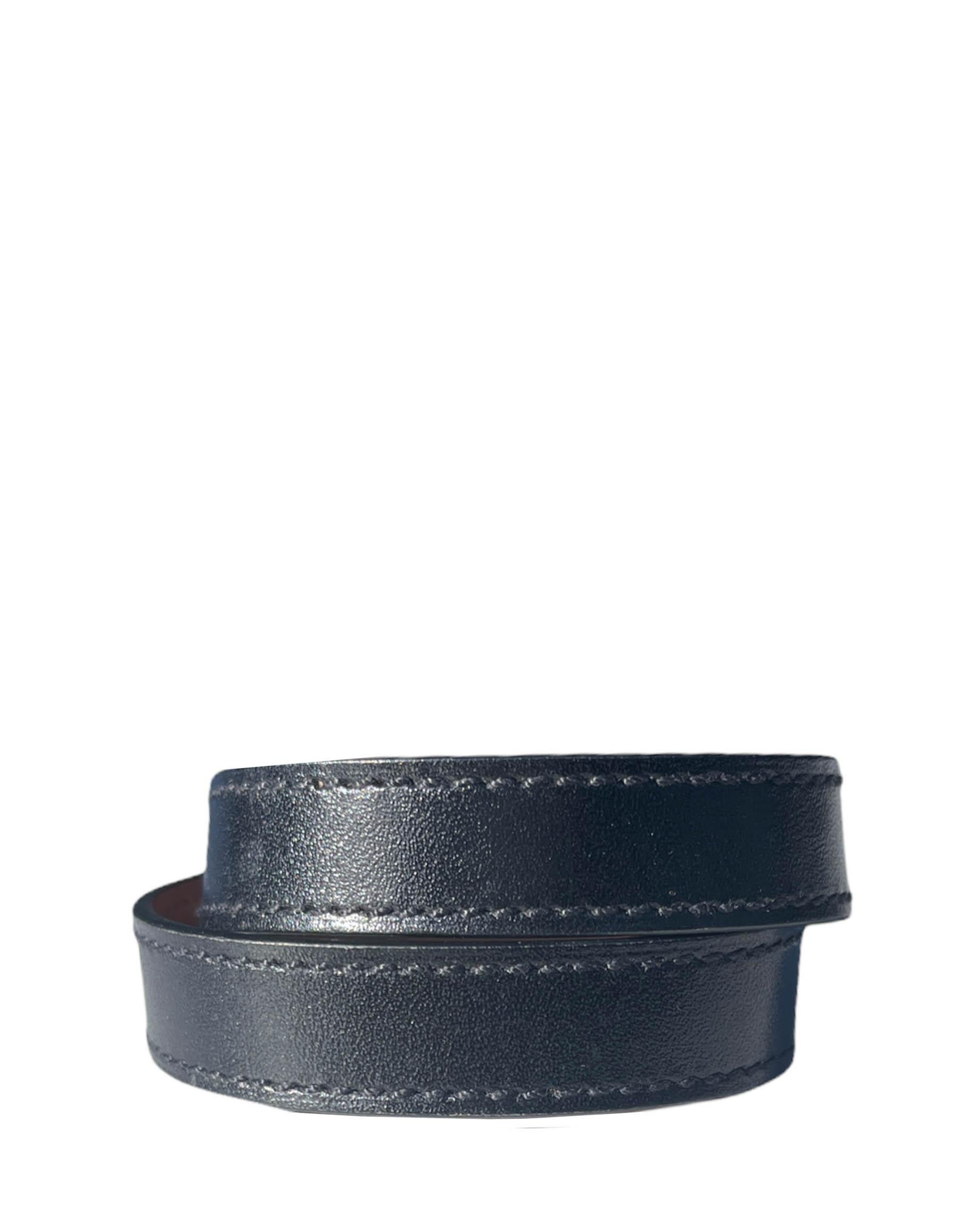 Hermès - Bracelet Kelly double tour noir/palladium, taille XS en vente 1