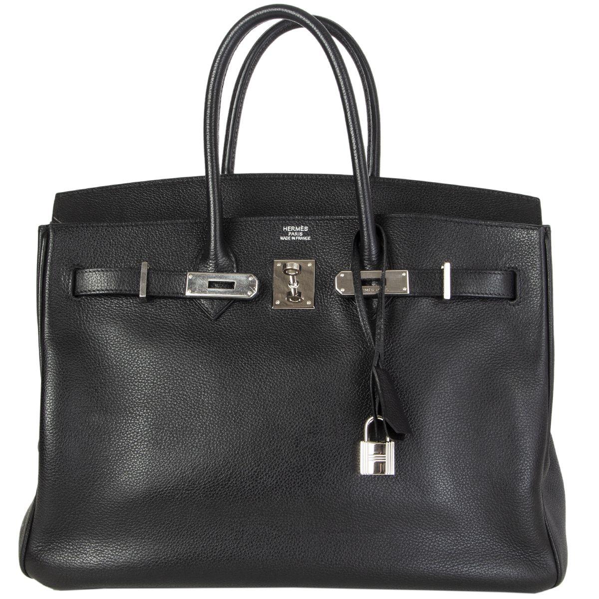 HERMES black & Palladium TREKKING leather BIRKIN 35 Tote Bag 1