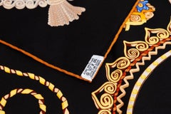 Hermès Black "Paperoles" Silk Scarf