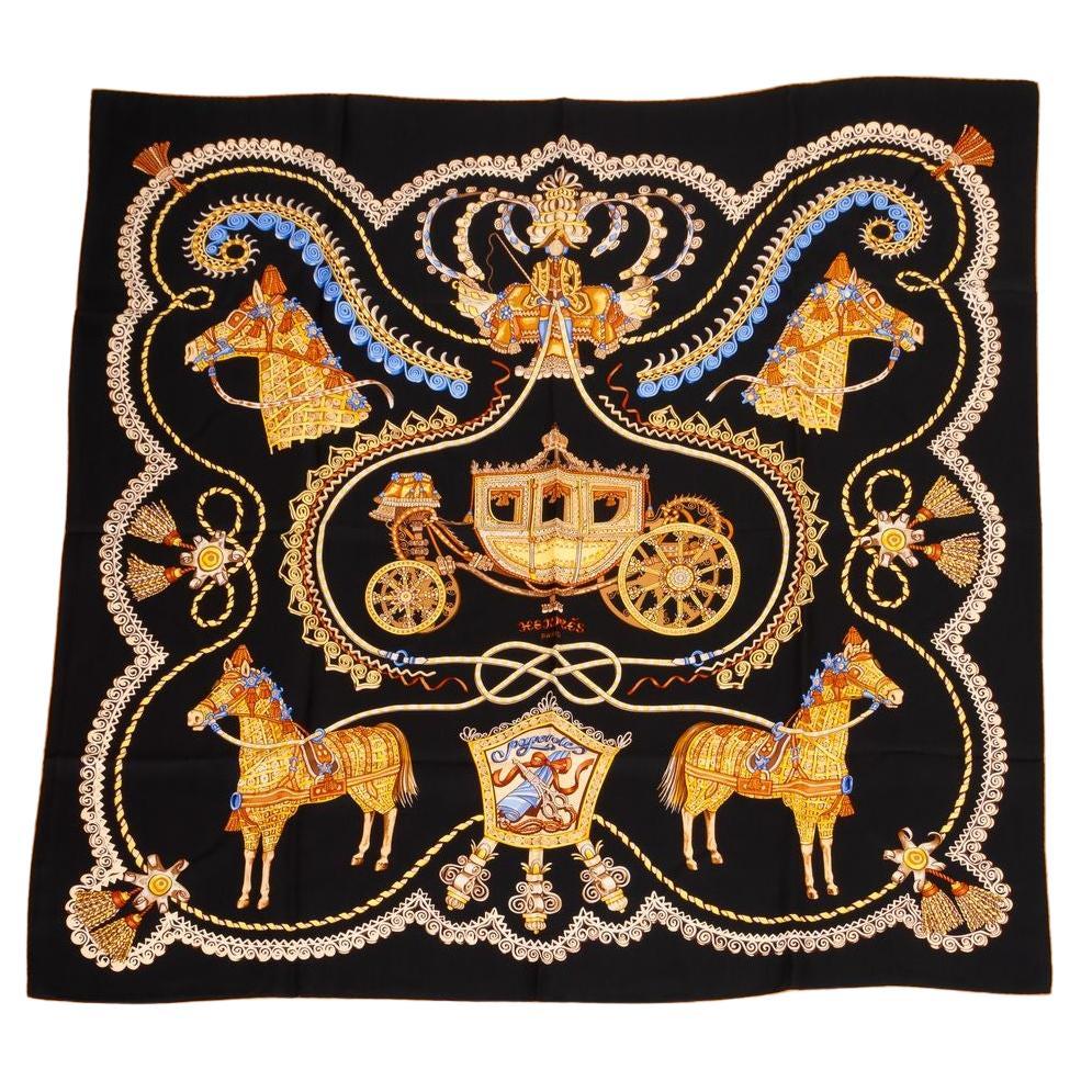 Hermès Black "Paperoles" Silk Scarf