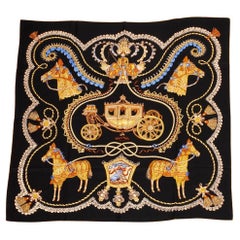 Hermès Black "Paperoles" Silk Scarf