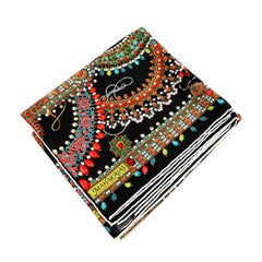 Hermès Black Parures des Maharajas Silk Scarf
